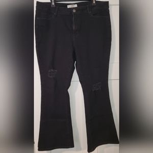 New California Vintage Black Ripped Flare Jean